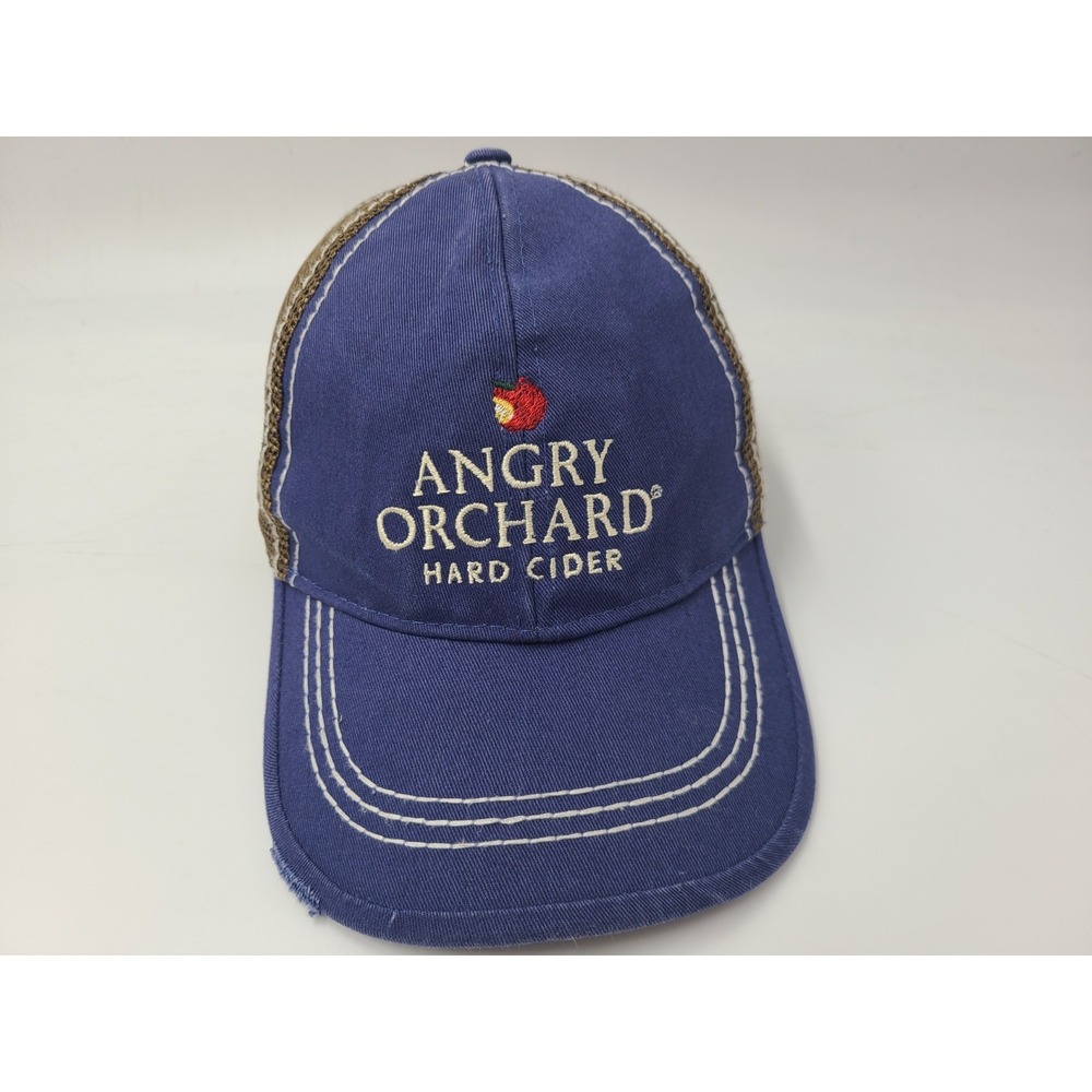 Angry Orchard Hard Cider Distressed Mesh Trucker Snapback Hat Cap Men Blue Brown